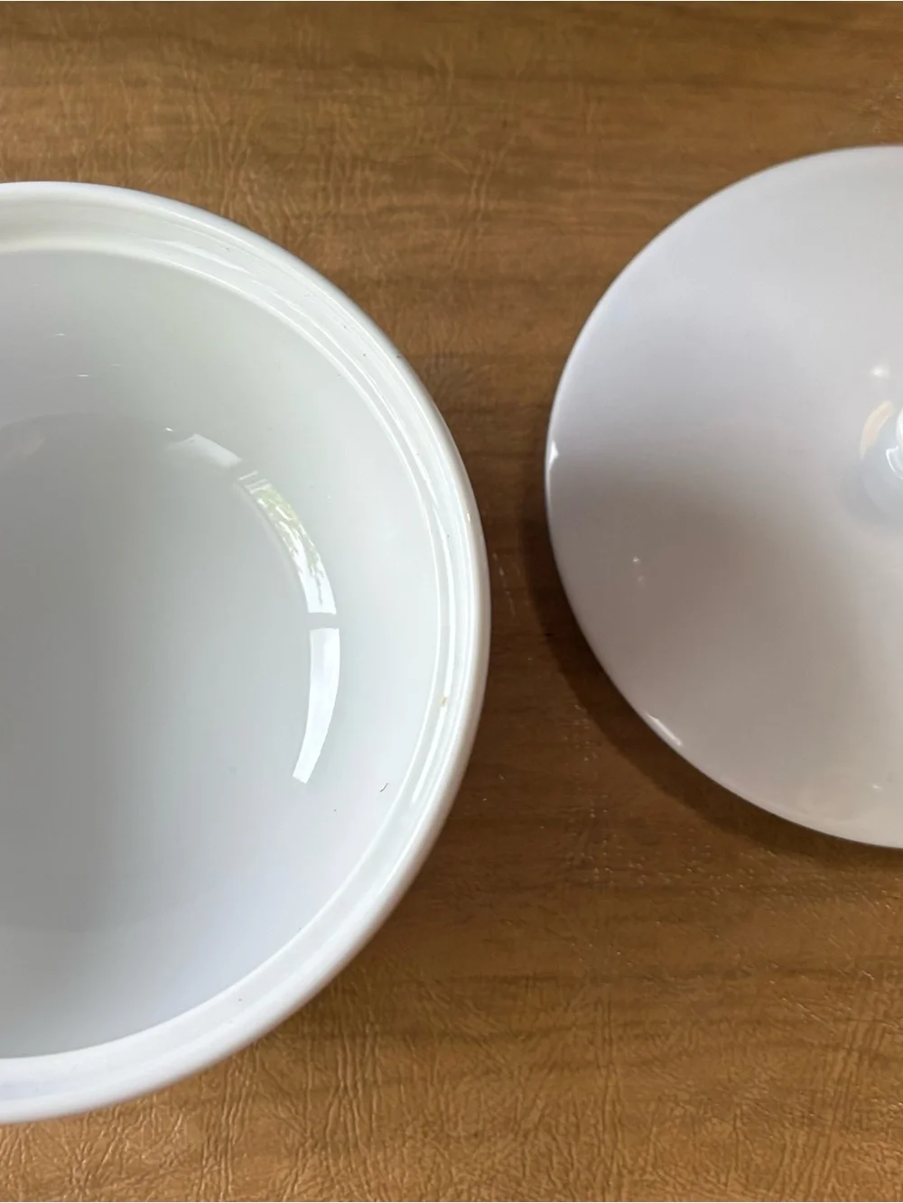 West Elm White Covered Ceramic Serving Bowl with Knob Lid